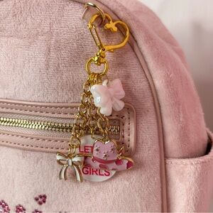 Handmade Pink and Gold Charm Keychain.